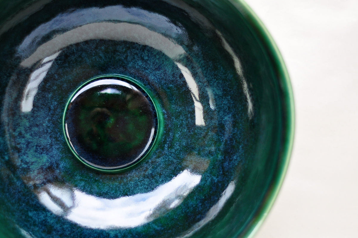 Handmade Ceramic Vessel Sink – Tanne Ø25 cm | Glossy Forest Green