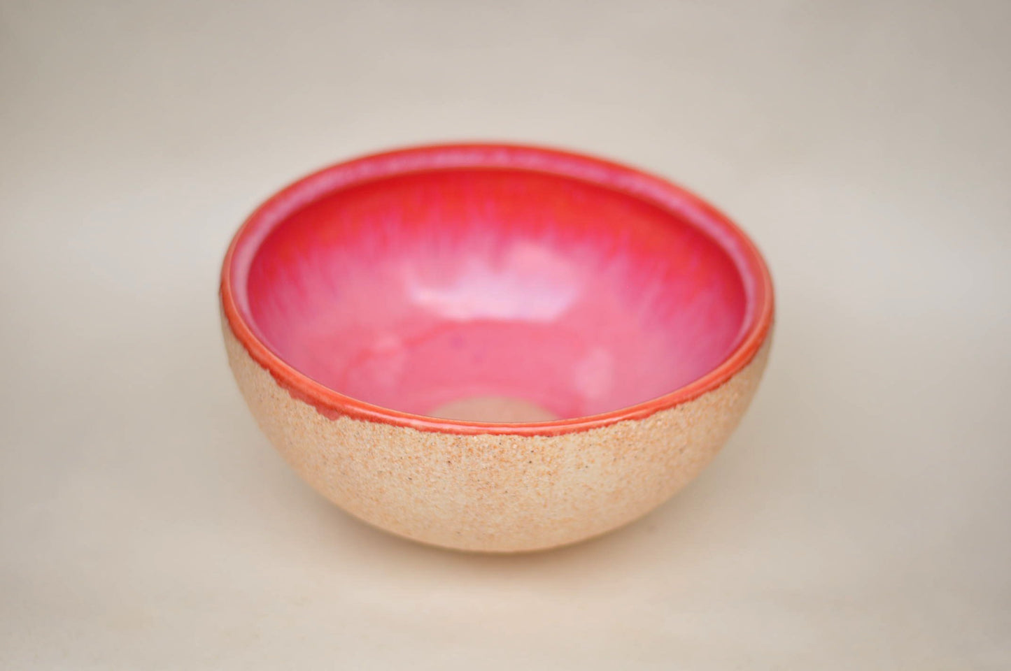 Handmade Ceramic Countertop Sink – Red Interior | Semicircular Designer Basin Ø25 cm | TATOceramika