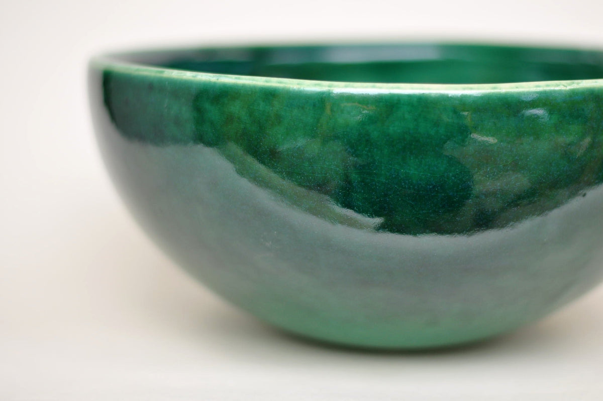 Handmade Ceramic Vessel Sink – Tanne Ø25 cm | Glossy Forest Green