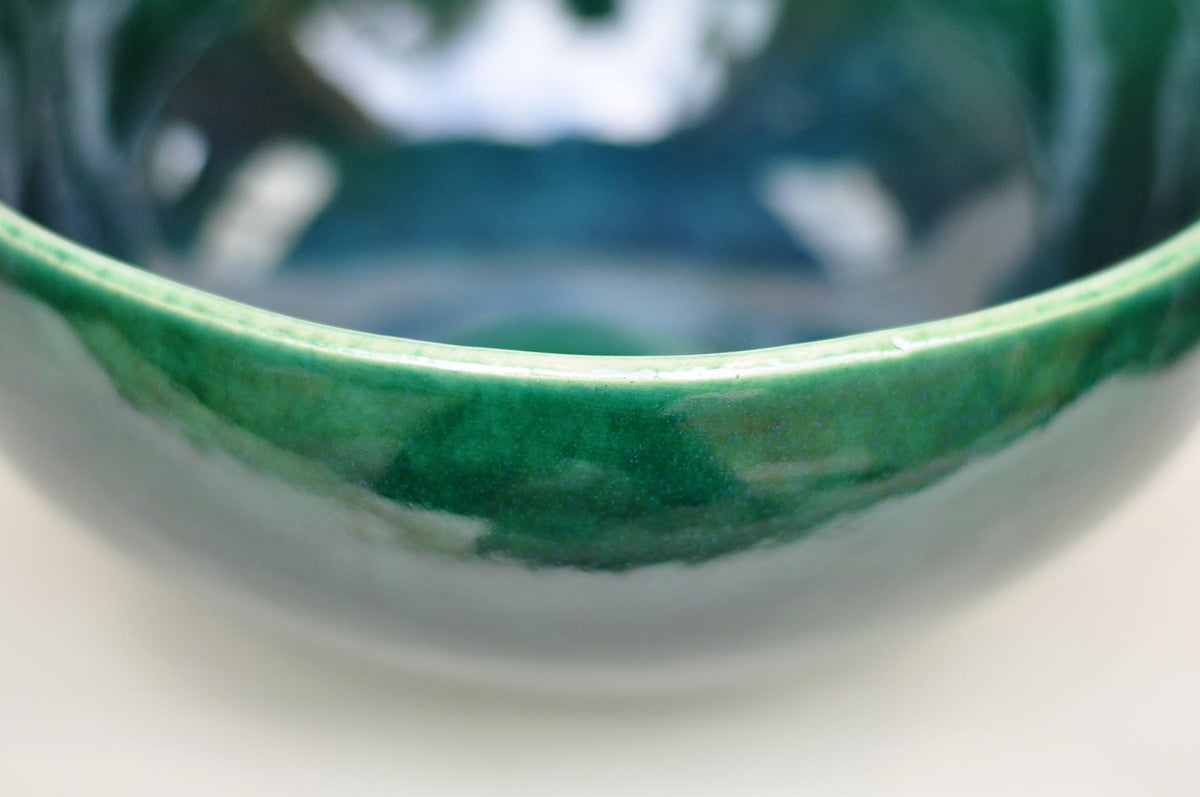 Handmade Ceramic Vessel Sink – Tanne Ø25 cm | Glossy Forest Green