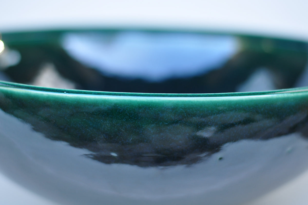 Handmade Ceramic Vessel Sink – Tanne Ø40 cm | Glossy Bottle Green
