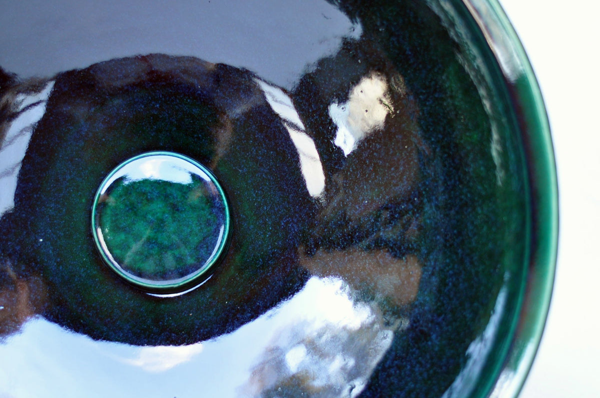 Handmade Ceramic Vessel Sink – Tanne Ø40 cm | Glossy Bottle Green