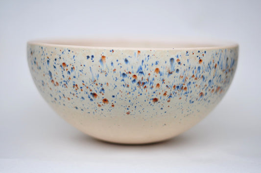 Handmade Ceramic Vessel Sink – Bird Egg | Speckled Brown & Blue Basin Ø25 cm | TATOceramika