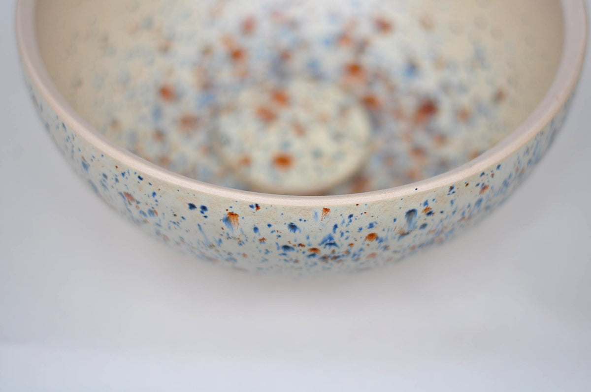Handmade Ceramic Vessel Sink – Bird Egg | Speckled Brown & Blue Basin Ø25 cm | TATOceramika