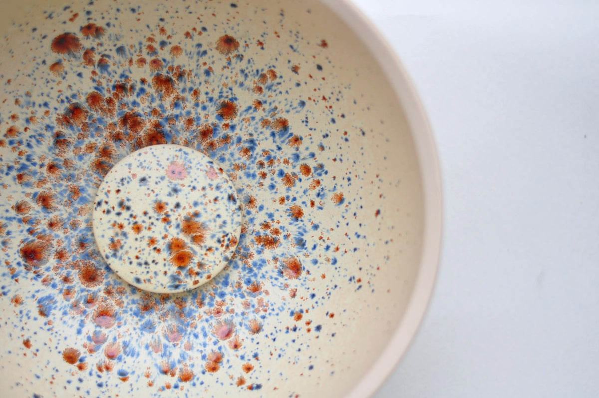Handmade Ceramic Vessel Sink – Bird Egg | Speckled Brown & Blue Basin Ø25 cm | TATOceramika