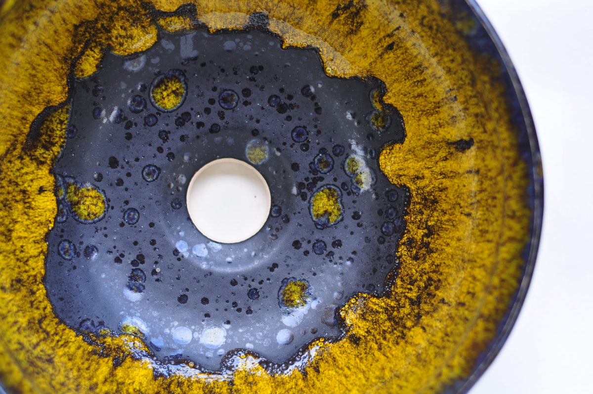 Handmade Ceramic Vessel Sink – Maracuya Ø30 cm | Golden Yellow & Deep Purple