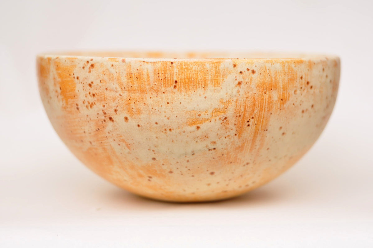 Handmade Ceramic Vessel Sink – Terracotta Ø25 cm | Cream & Warm Orange Glaze