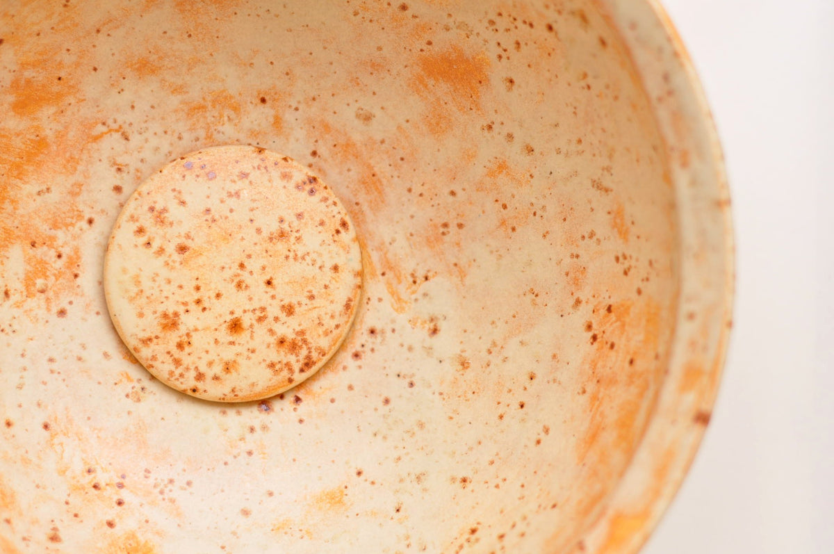 Handmade Ceramic Vessel Sink – Terracotta Ø25 cm | Cream & Warm Orange Glaze