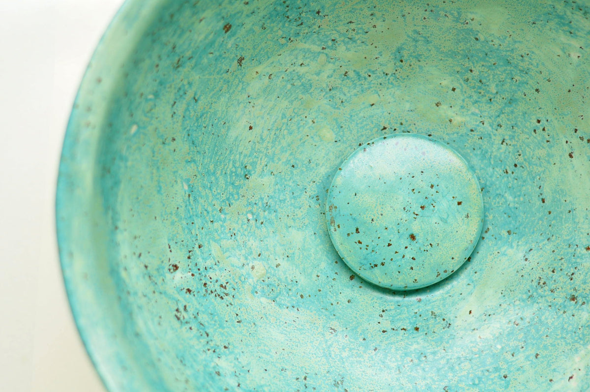 Handmade Ceramic Vessel Sink – Semi-matte Turquoise Ø30 cm | Speckled Glaze