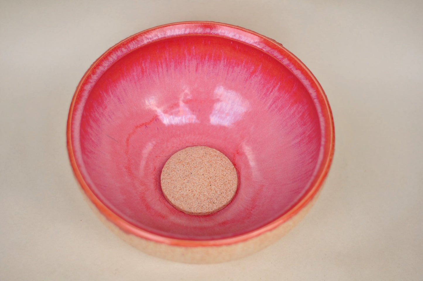 Handmade Ceramic Countertop Sink – Red Interior | Semicircular Designer Basin Ø25 cm | TATOceramika
