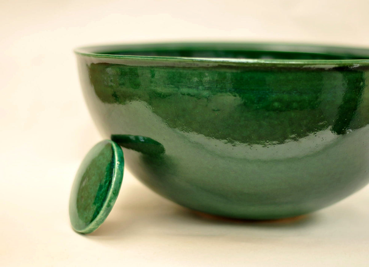 Handmade Ceramic Vessel Sink – Tanne Ø30 cm | Glossy Forest Green