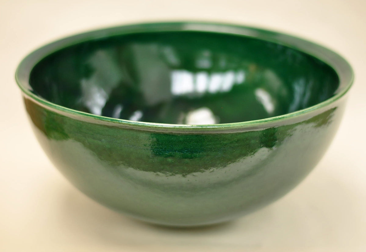 Handmade Ceramic Vessel Sink – Tanne Ø30 cm | Glossy Forest Green