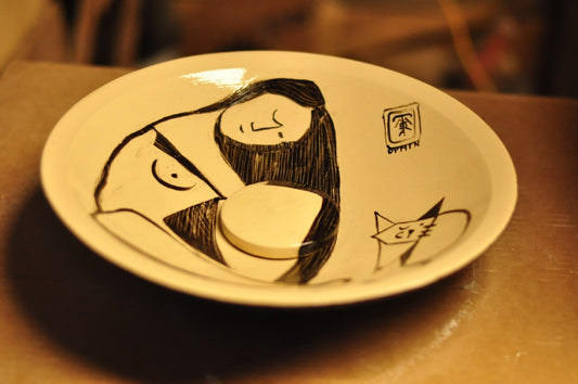 Bathroom Sink - Ø 28 cm Woman with cat - TATOceramika