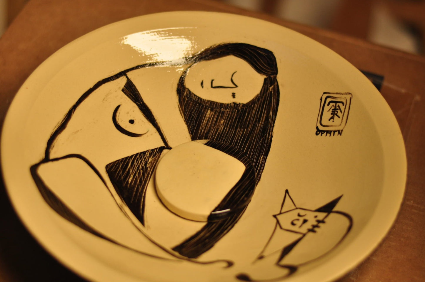 Bathroom Sink - Ø 28 cm Woman with cat - TATOceramika