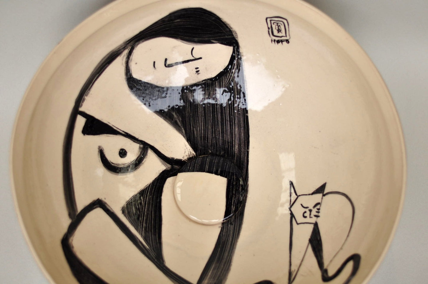 Bathroom Sink - Ø 40 cm Woman with cat - TATOceramika