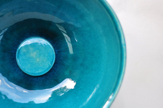 Ø 30cm Small, deep vivid, sea turquoise - Ocean - TATOceramika